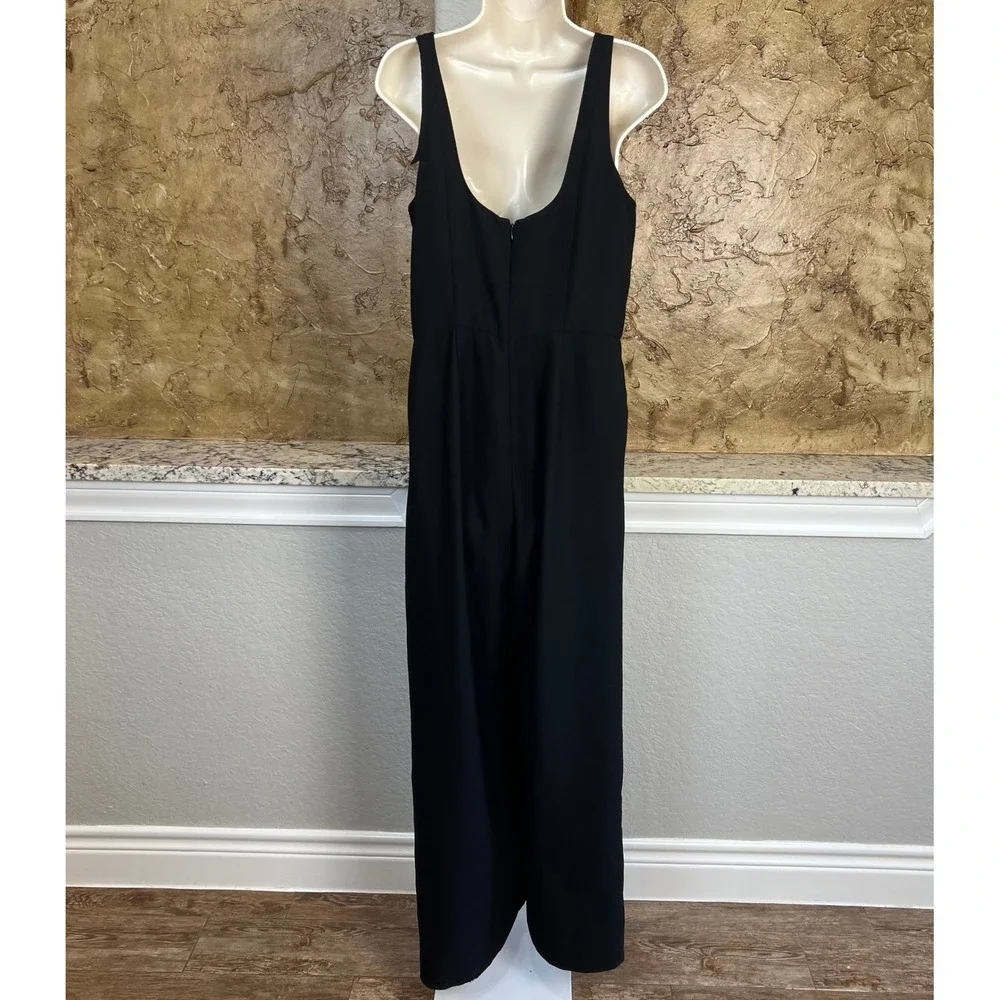 Banana Republic Jumpsuit Women 10 Black Wide Leg Sleeveless Scoop Neck Evening